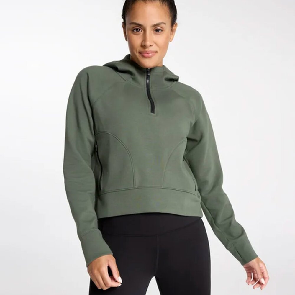 DSG Women's Olive Sport Fleece 1/4 Zip Hoodie Size XS - NWT